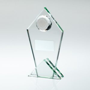JADE GLASS POINTED PLAQUE WITH DARTBOARD AND PLATE - 5.75in