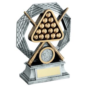 BRZ/GOLD/PEW POOL/SNOOKER OCTAGON SERIES WITH PLATE (1in CENTRE) - 6in