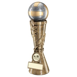 BRZ/PEW/GOLD VOLLEYBALL LEAF COLUMN WITH PLATE (1in CENTRE) - 9in