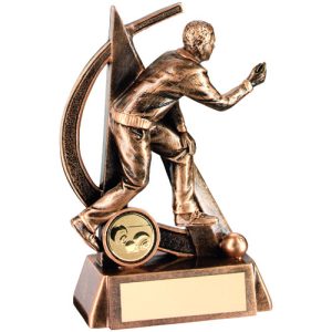 BRZ/GOLD MALE LAWN BOWLS GEO FIGURE WITH PLATE (1in CENTRE) - 6.5in