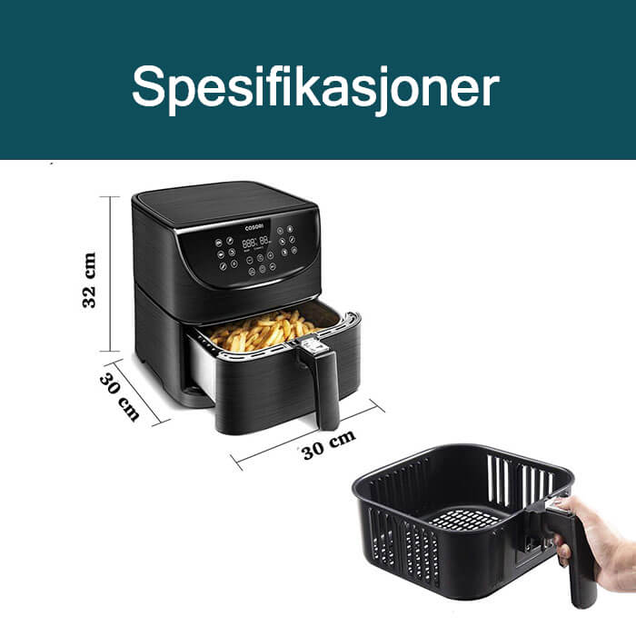 Airfryer cosori spesifikasjoner