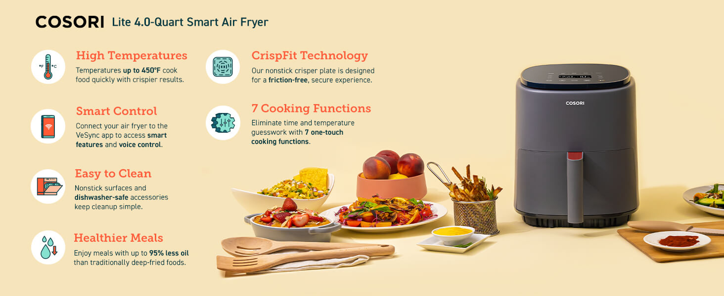 newest banner cosori lite features airfryer cosori technology_