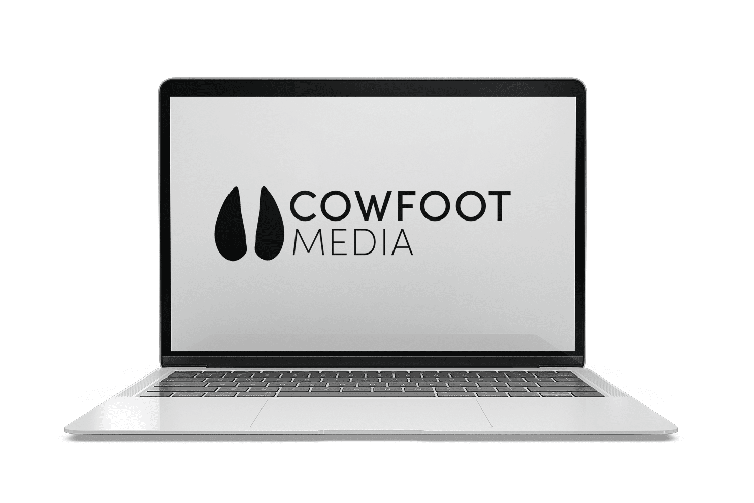 Cowfoot Media logo på computerskærm