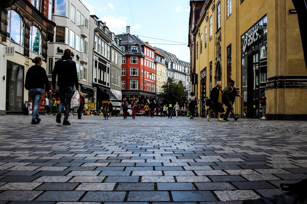 city, alley, shopping mall