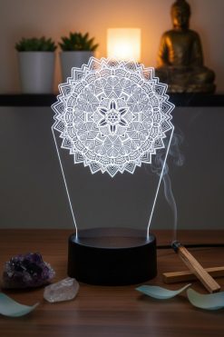 🌟 3D Acryl LED Lamp – Mandala van Harmonie