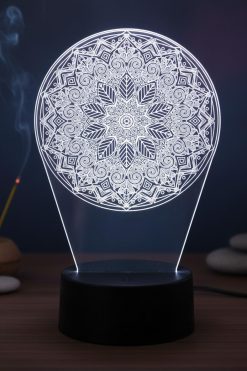 🌸 3D Acryl LED Lamp – Mandala van Rust & Balans