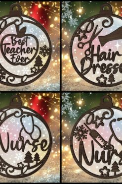 Beroepen Kerstornamenten Set (4 stuks) 👩‍⚕️👩‍🏫💇‍♀️