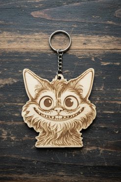 🔑 Houten sleutelhanger met American Wirehair (karikatuur)