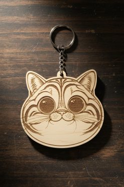 🔑 Houten sleutelhanger met American Shorthair(karikatuur)