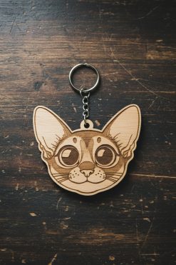 🔑 Houten sleutelhanger met Abyssinian (karikatuur)