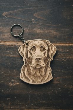 Black Labrador Sleutelhanger van Hout 🐶🐾