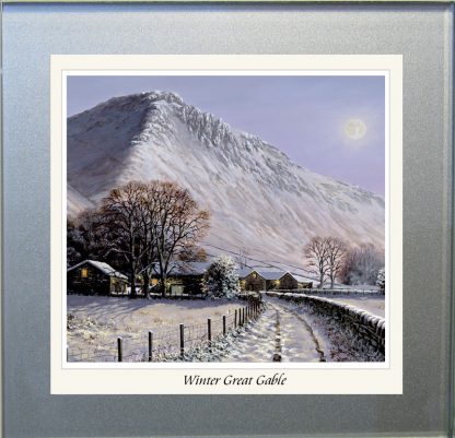 Lake District Glass Coaster - Winter Great Gable