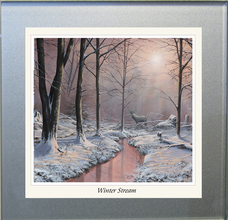 Lake District Glass Coaster Winter Stream at Craig Long Gallery and Gift Shop