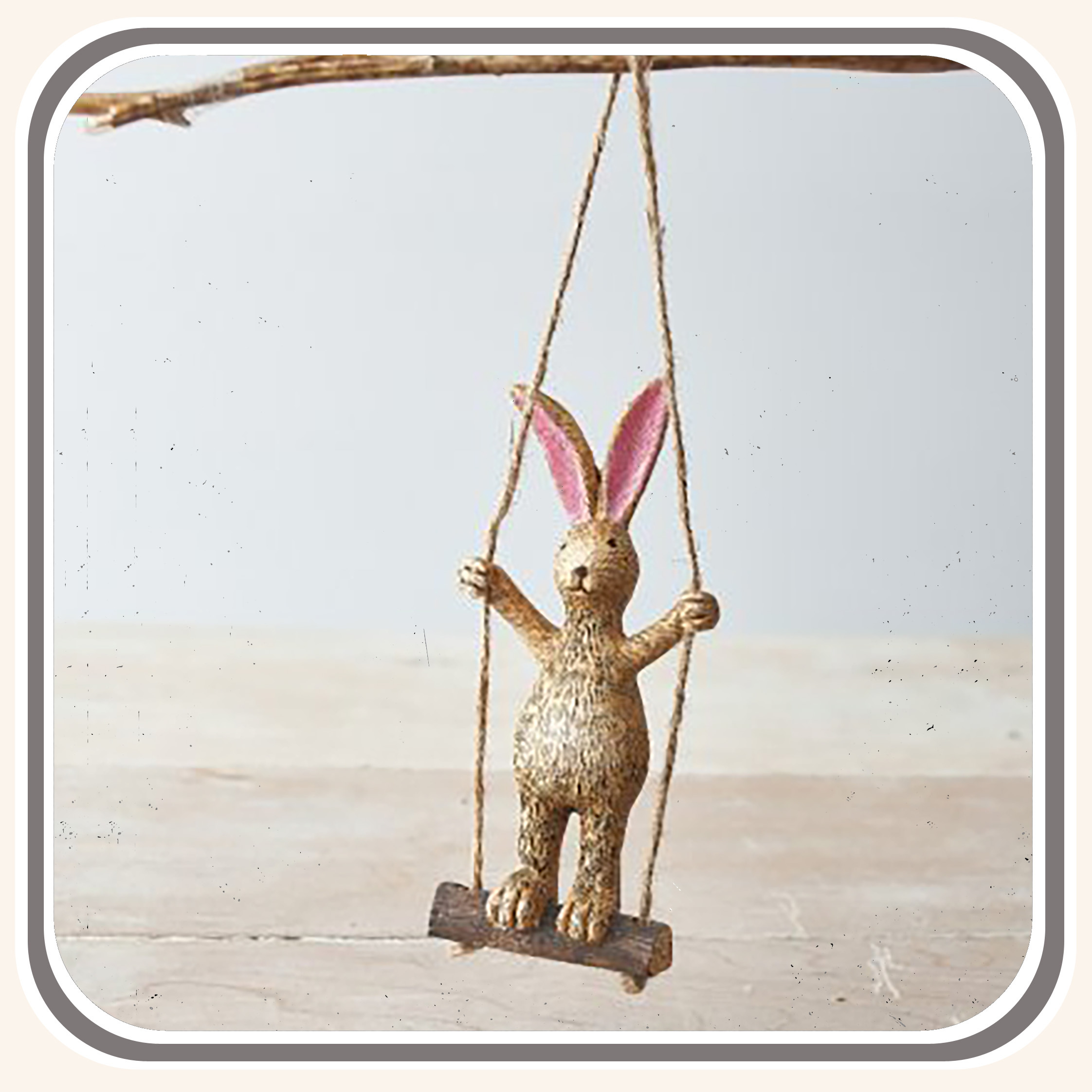 Country Bunny on Swing - Craig Long Gallery and Gift Shop