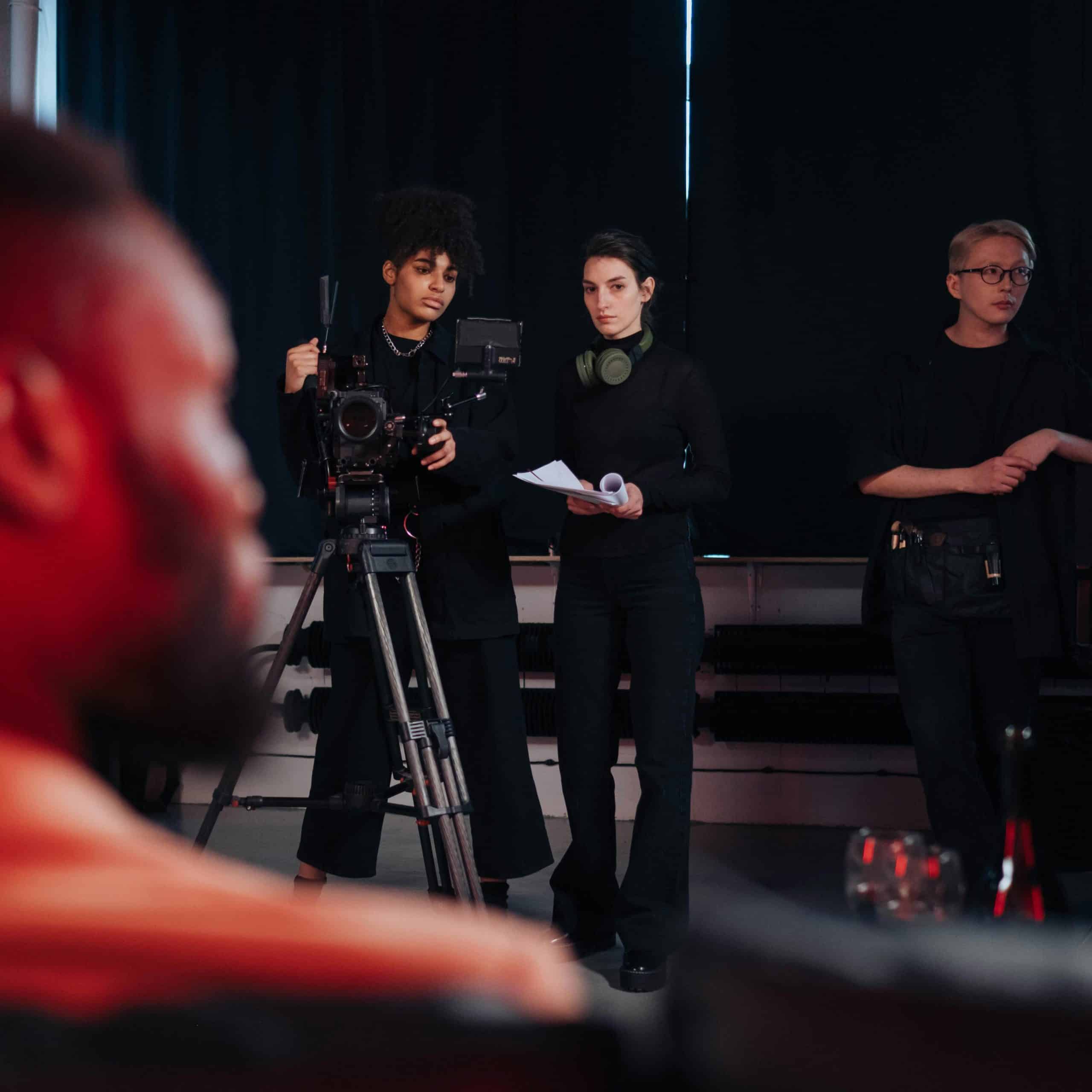 Behind the scenes on a movie set