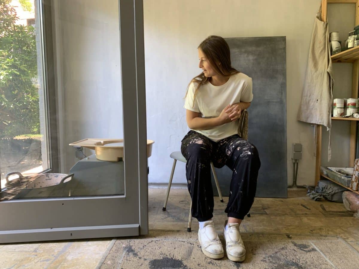 Painter & potter in her atelier