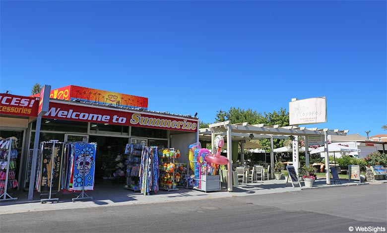 Gerani has a small selection of shops and restaurants
