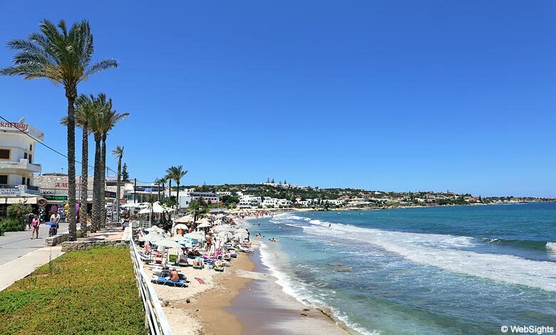 A beautiful beach in the resort town of Hersonissos on Crete