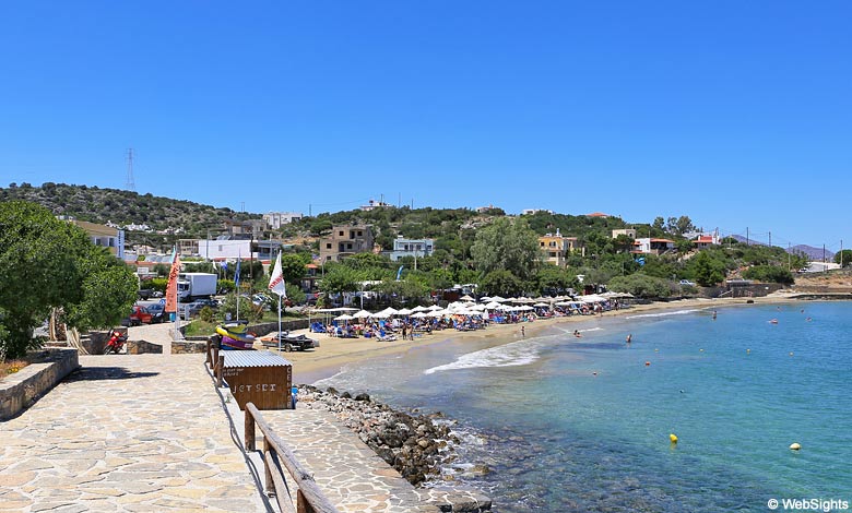 Paralia Ammoudara strand ligger syd for Agios Nikolaos på Kreta