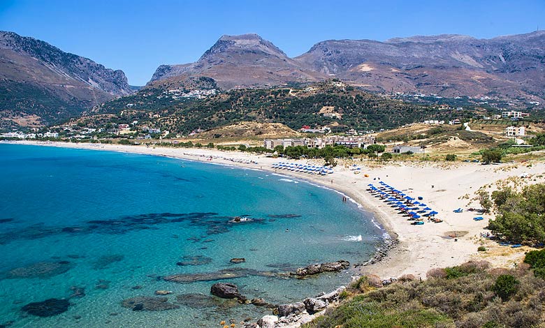Plakias beach in Crete is surrounded by beautiful scenery
