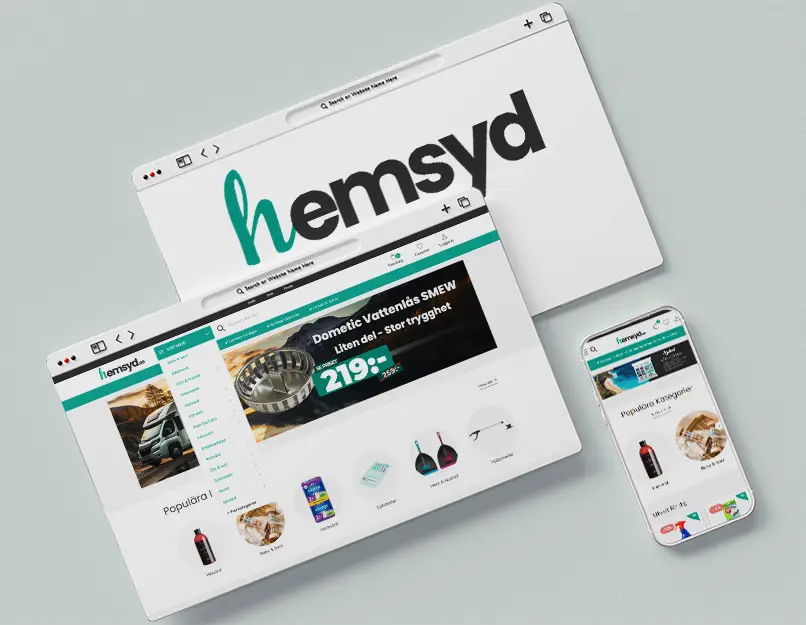Webbyrå portfolio – Hemsyd e-handel byggt av Crevo Malmö