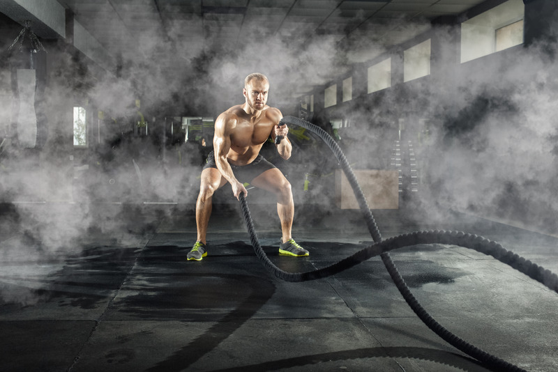 exercice du battle rope au CrossFit