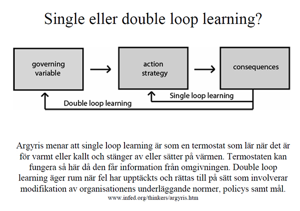 Double Loop Learning kan fungerra som utgångspunkt för Positiv Disciplin och arbete mot mobbning