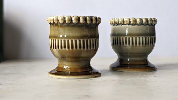 Vintage Pair of 1970s Wade Irish Porcelain Green Egg Cup Holders