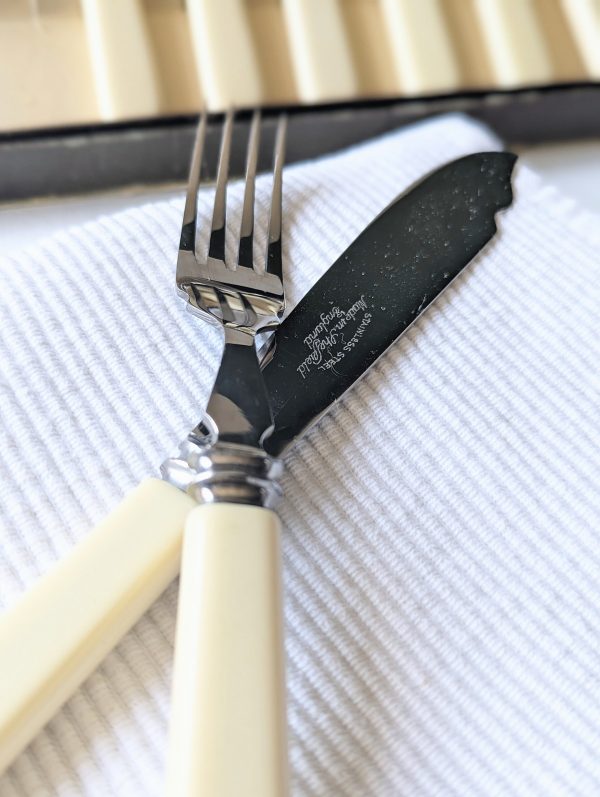 Vintage Sheffield Chrome Plated Cream Cutlery Set - Image 3