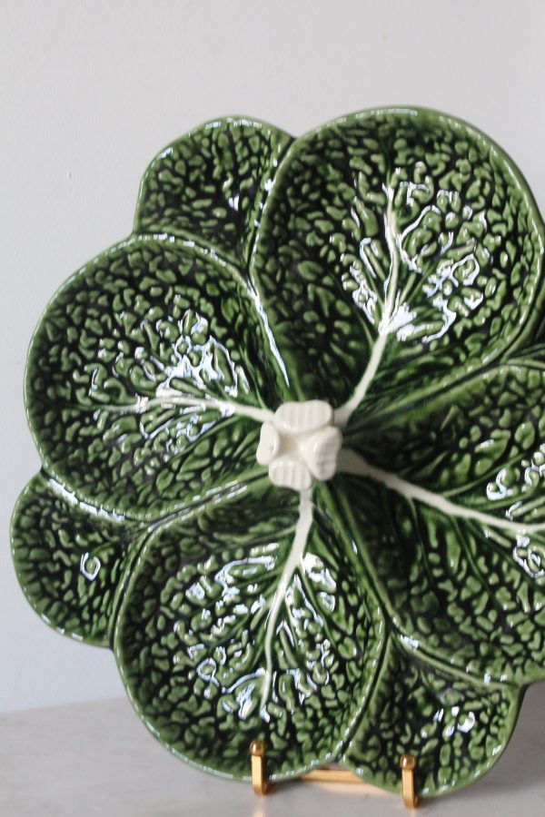 Vintage Subtil Large Green 8 Section Cabbage Leaf Serving Plate
