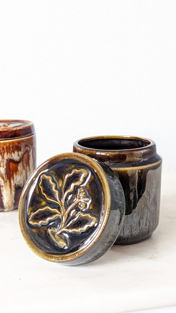 Vintage Fosters Pottery Jam Preserve Pot with Oak Acorn Lid - Image 3