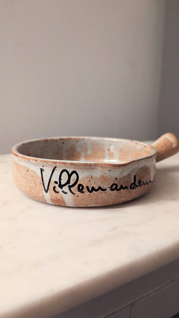 Vintage French Ceramic Oven Dish With Script Font