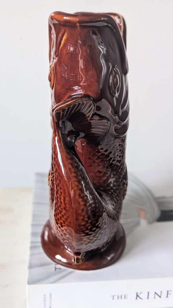 Vintage Large Dartmouth Pottery Brown Fish Glug Jug - Image 4