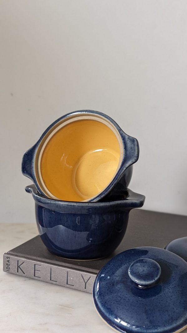 Vintage 80s Denby Cottage Blue Marmite Oven Pot With Lid, Set of 2 - Image 3