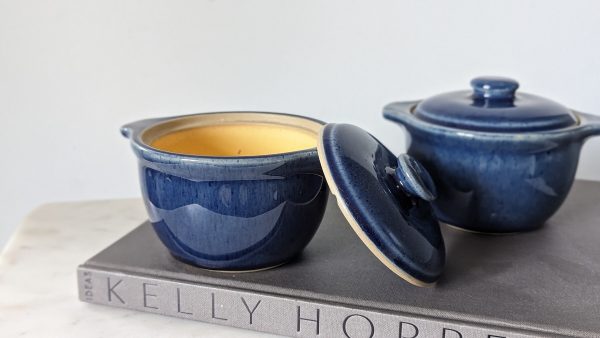 Vintage 80s Denby Cottage Blue Marmite Oven Pot With Lid, Set of 2 - Image 4