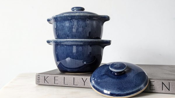 Vintage 80s Denby Cottage Blue Marmite Oven Pot With Lid, Set of 2 - Image 5
