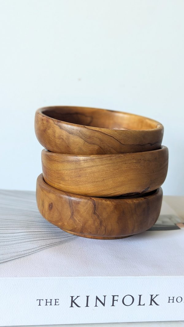 Vintage Wooden Serving Bowls, Set of 3 - Image 3