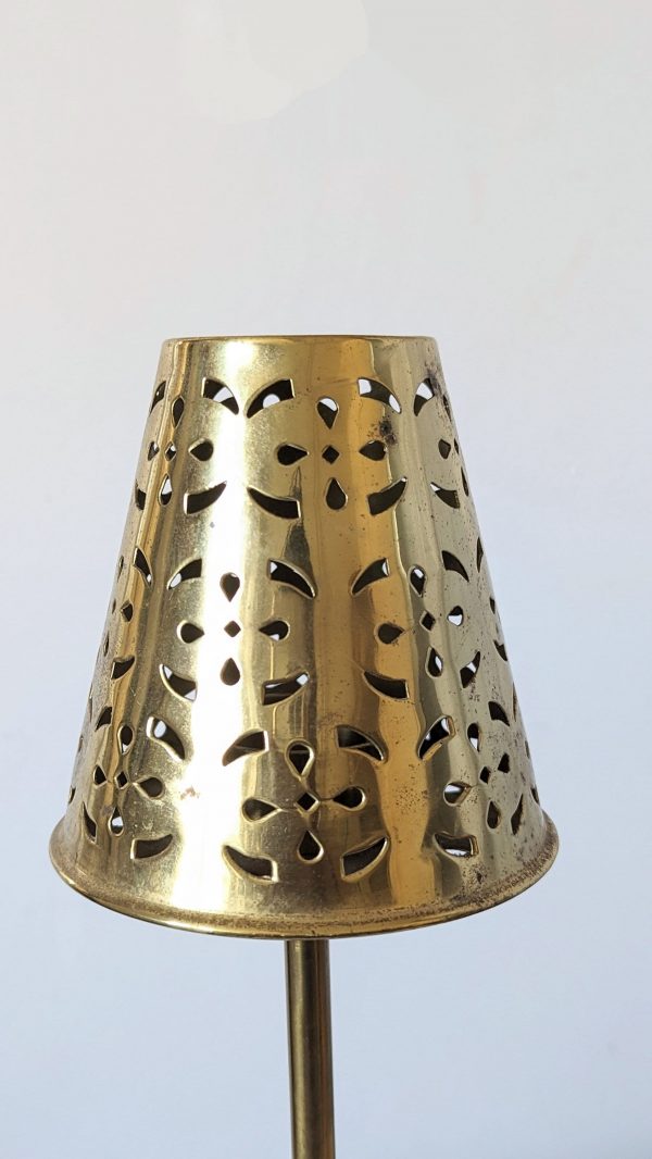 Vintage Brass Fretwork Candle Holder Lamp - Image 5