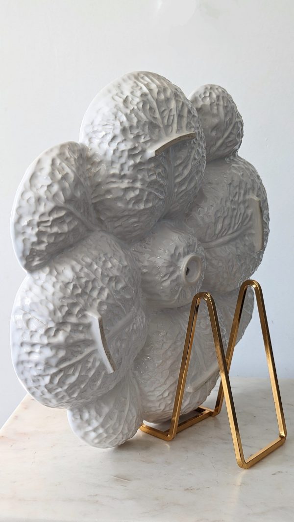Vintage White Ceramic Cabbage Leaf  8 Sections Serving Platter - Image 4