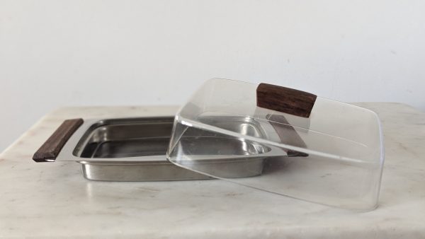 Vintage MCM Stainless Steel and Plastic Lid Butter Dish Tray - Image 5