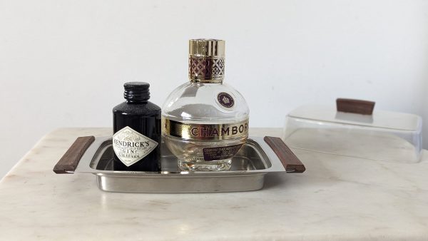 Vintage MCM Stainless Steel and Plastic Lid Butter Dish Tray
