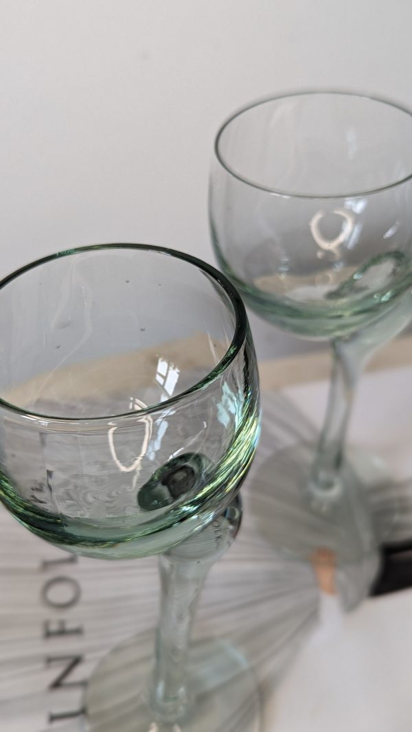 Light Green Crooked Stem Handblown Wine Glasses Set of 2 - Image 4