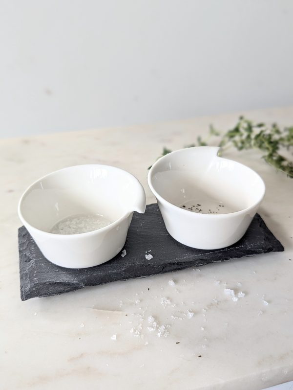 Arthur Price Kitchen Salt and Pepper Pinch Pots and Slate Tray