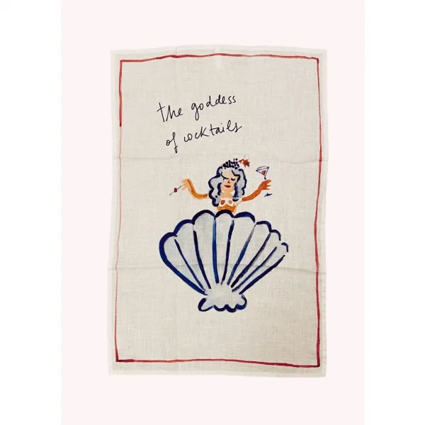 Linen Illustrated Tea Towel -The Goddess of Cocktails