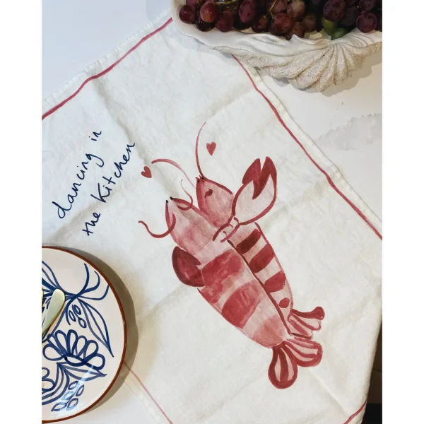 Linen Lobster Tea Towel -Dancing In The Kitchen