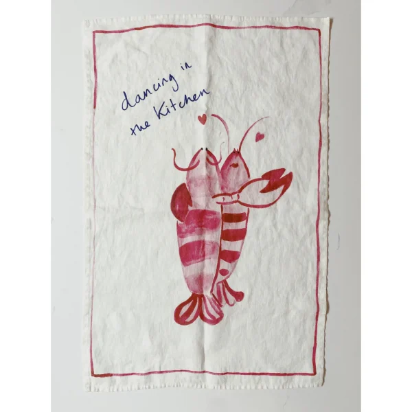 Linen Lobster Tea Towel -Dancing In The Kitchen - Image 2