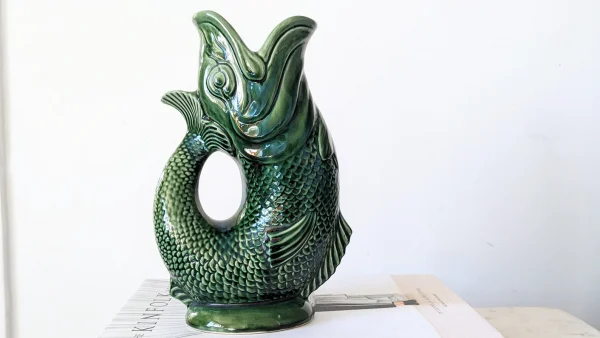 Dartmouth Pottery Medium Green Fish Gurgle Jug
