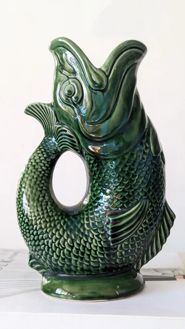 Dartmouth Pottery Medium Green Fish Gurgle Jug - Image 6