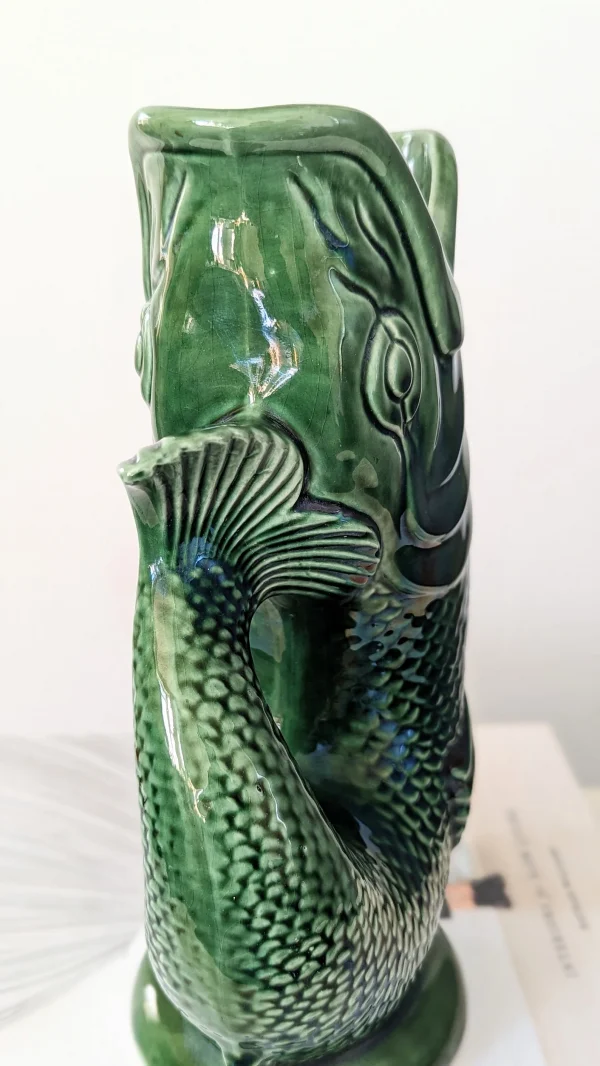 Dartmouth Pottery Medium Green Fish Gurgle Jug - Image 3
