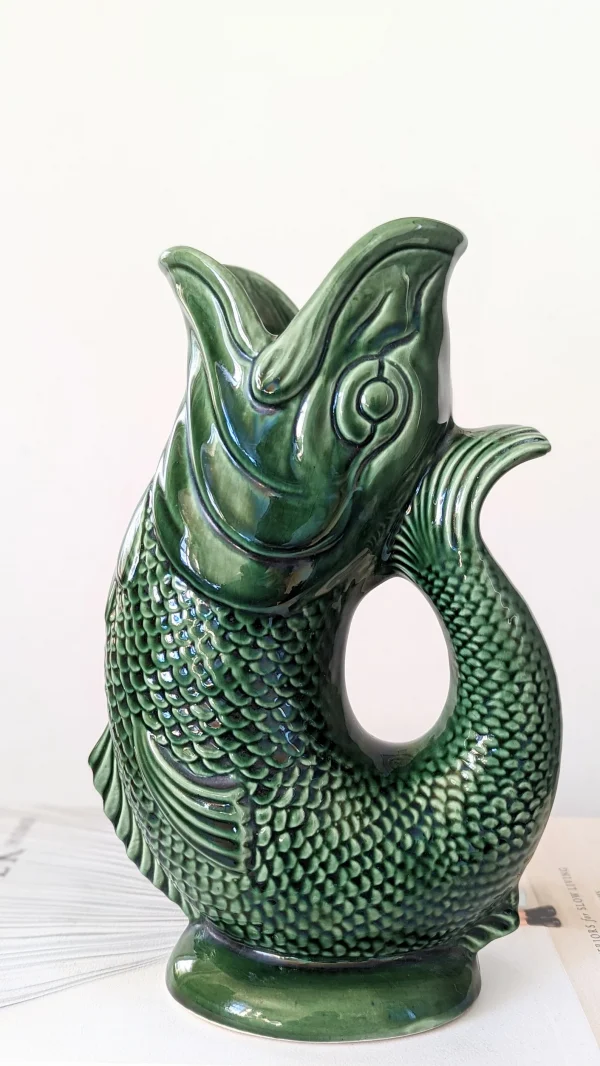 Dartmouth Pottery Medium Green Fish Gurgle Jug - Image 4